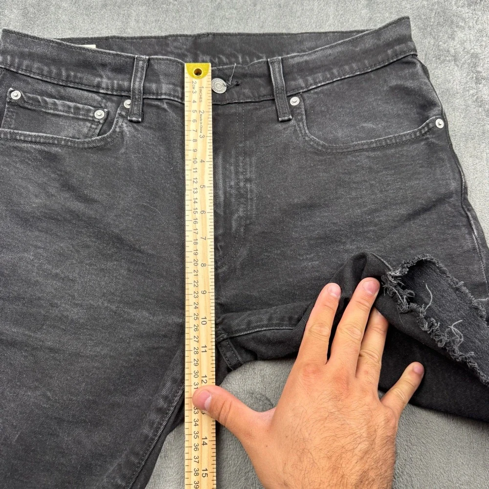 Levis Premium Denim Shorts Mens W34 Black Frayed Hem Cutoff Excellent
